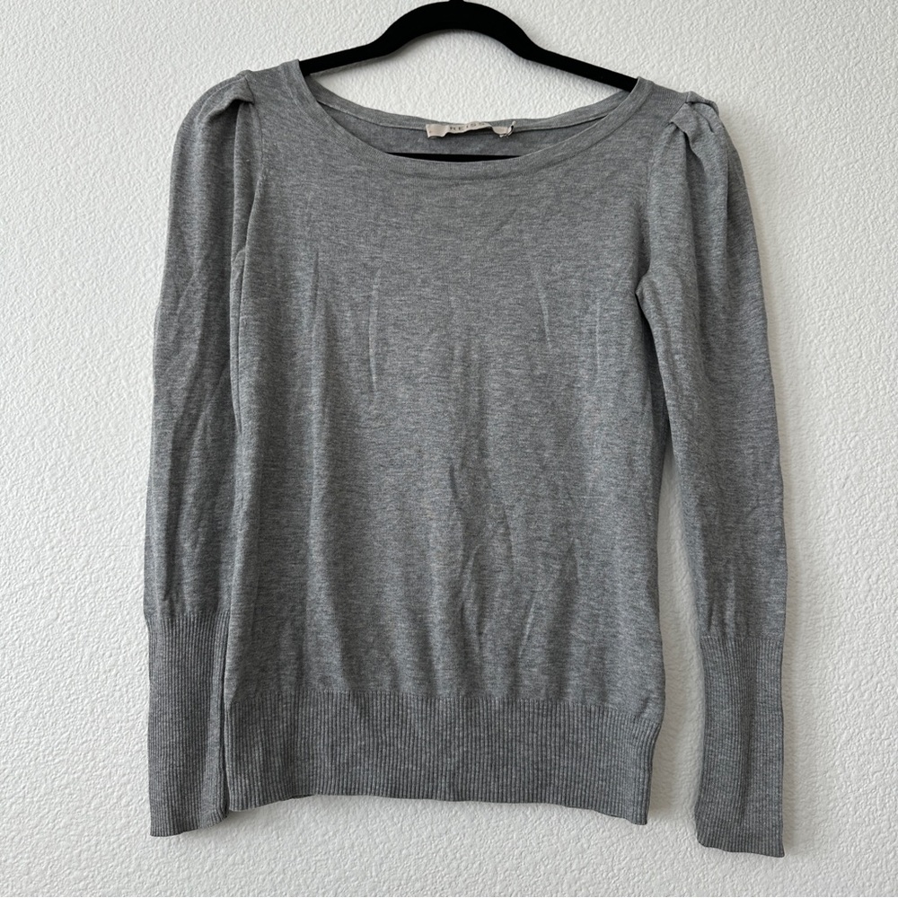 REISS Vintage Pleated Shoulder Cotton Cashmere Blend Lightweight Sweater XS